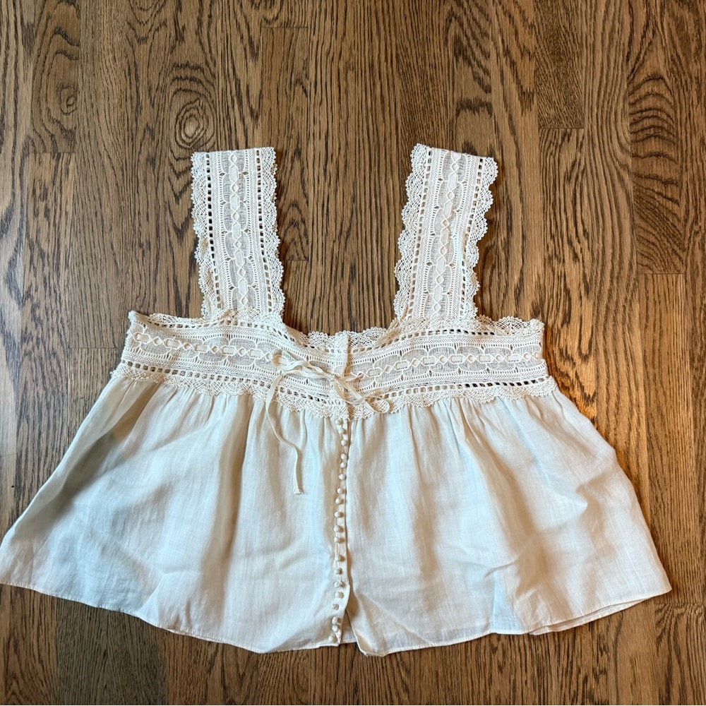 Doen Vera Lace Trim Sleeveless Top Size Small